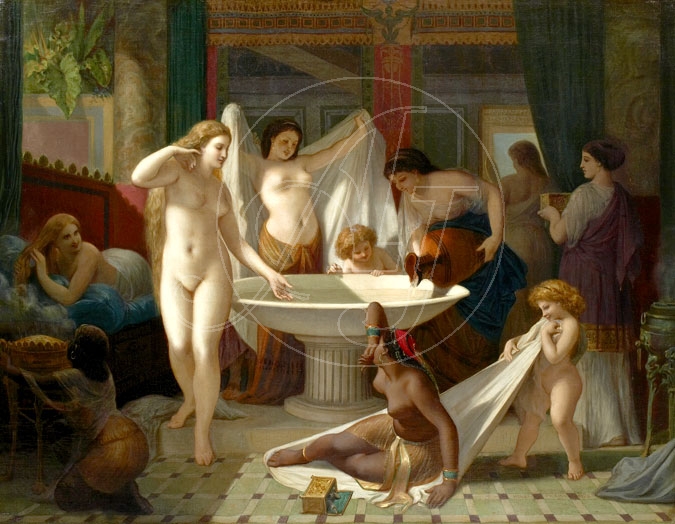 Young women bathing